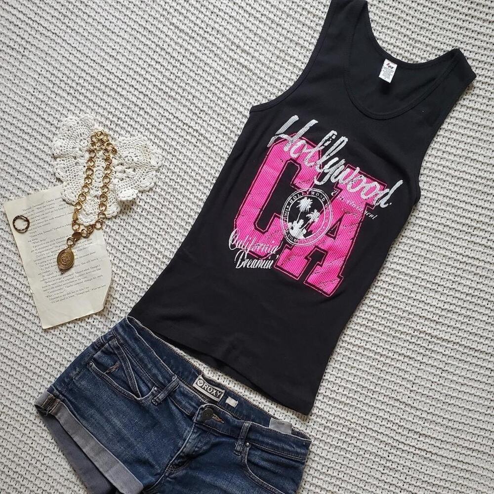 Y2k hollywood graphic fitted tank top
